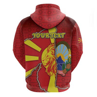 Personalized North Macedonia Zip Hoodie National Emblem With Lion - Wonder Print Shop