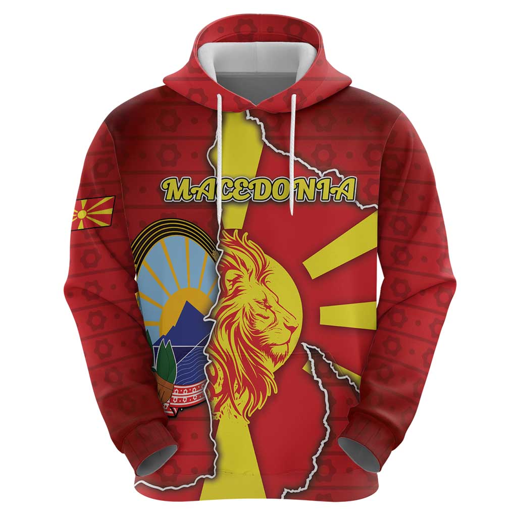 Personalized North Macedonia Zip Hoodie National Emblem With Lion - Wonder Print Shop