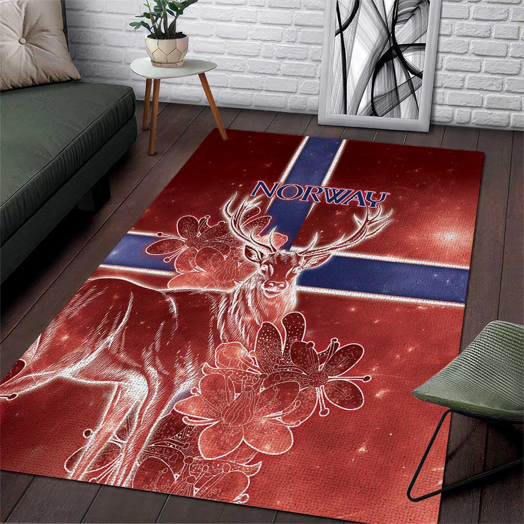 Norway Area Rug The Moose With Saxifrage Flowers Galaxy Style - Wonder Print Shop