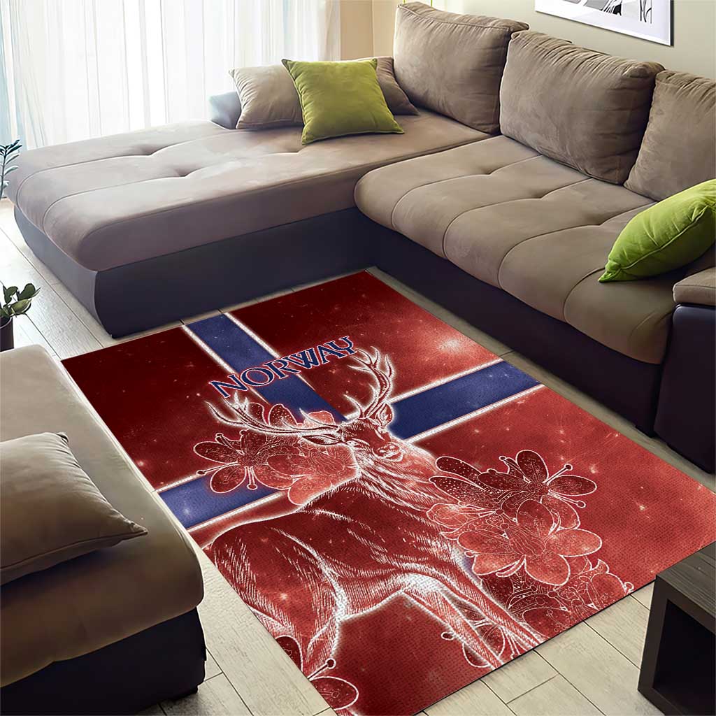 Norway Area Rug The Moose With Saxifrage Flowers Galaxy Style - Wonder Print Shop