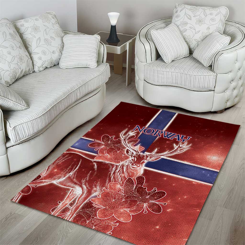 Norway Area Rug The Moose With Saxifrage Flowers Galaxy Style - Wonder Print Shop