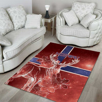 Norway Area Rug The Moose With Saxifrage Flowers Galaxy Style - Wonder Print Shop