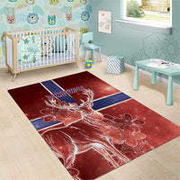 Norway Area Rug The Moose With Saxifrage Flowers Galaxy Style - Wonder Print Shop