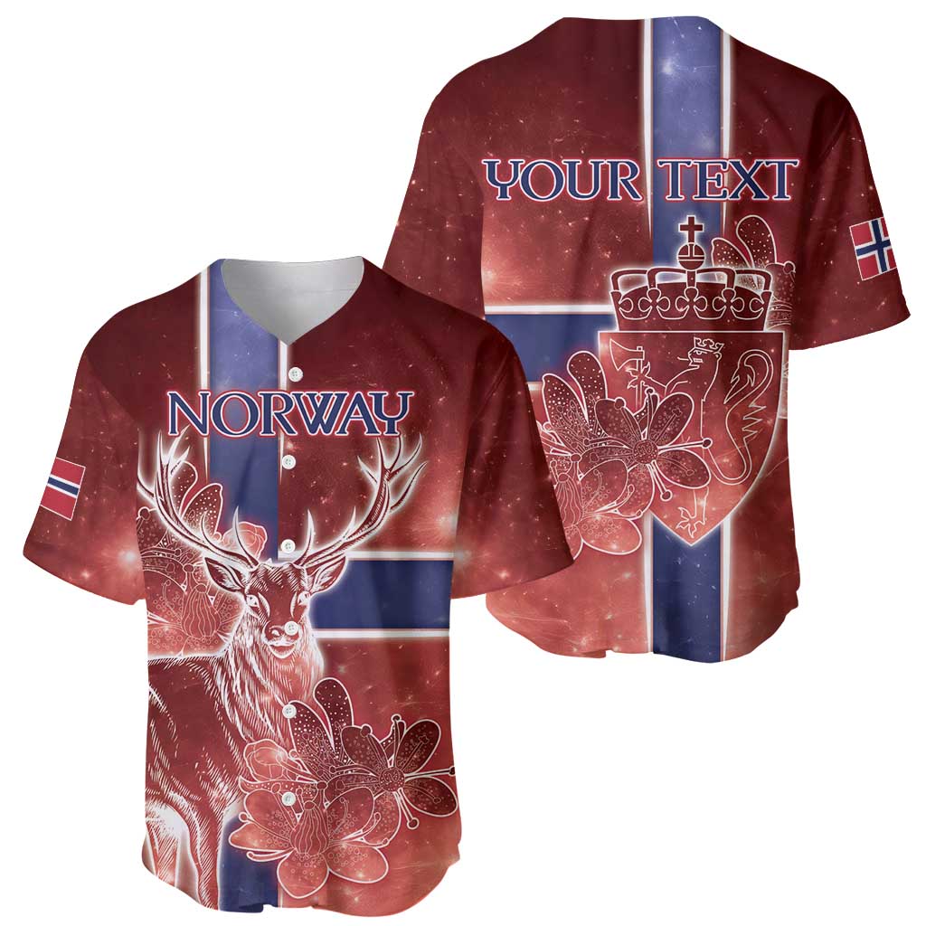 Personalized Norway Baseball Jersey The Moose With Saxifrage Flowers Galaxy Style - Wonder Print Shop