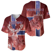 Personalized Norway Baseball Jersey The Moose With Saxifrage Flowers Galaxy Style - Wonder Print Shop