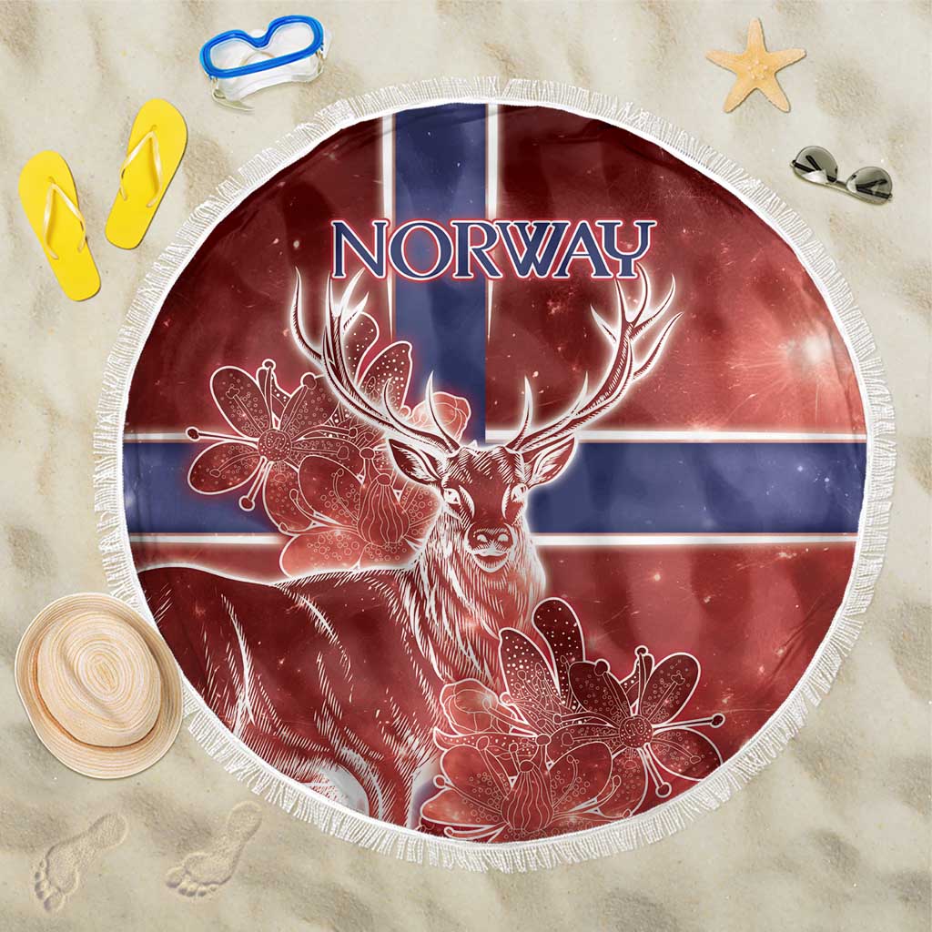 Norway Beach Blanket The Moose With Saxifrage Flowers Galaxy Style - Wonder Print Shop
