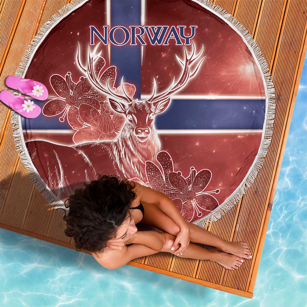 Norway Beach Blanket The Moose With Saxifrage Flowers Galaxy Style - Wonder Print Shop