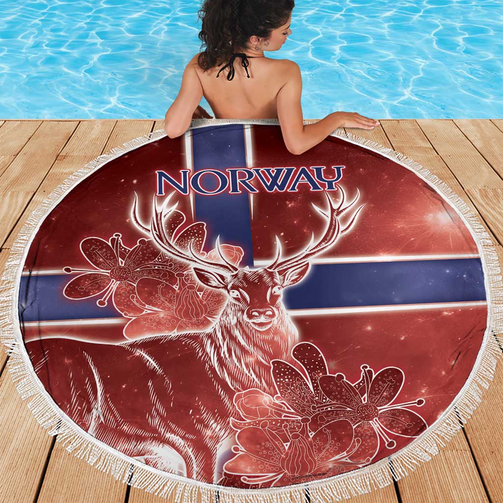 Norway Beach Blanket The Moose With Saxifrage Flowers Galaxy Style - Wonder Print Shop