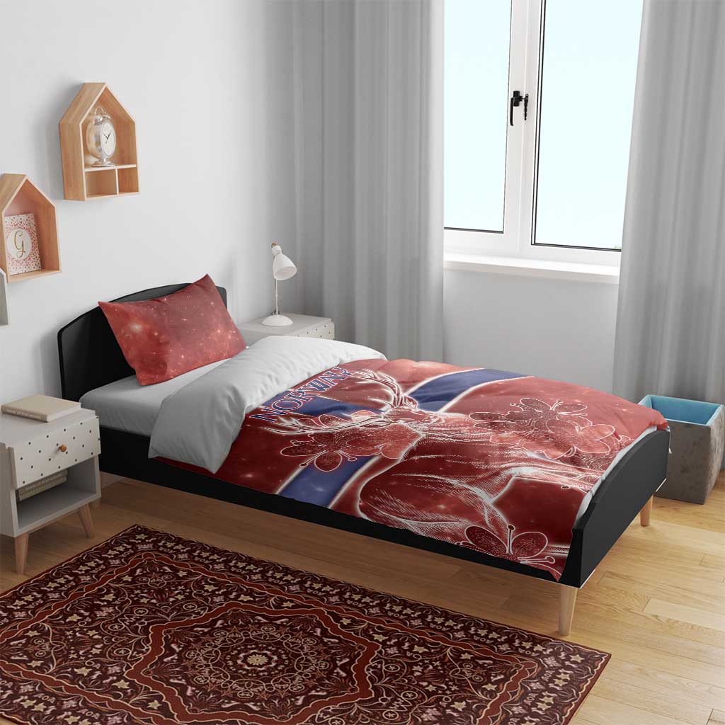 Norway Bedding Set The Moose With Saxifrage Flowers Galaxy Style - Wonder Print Shop