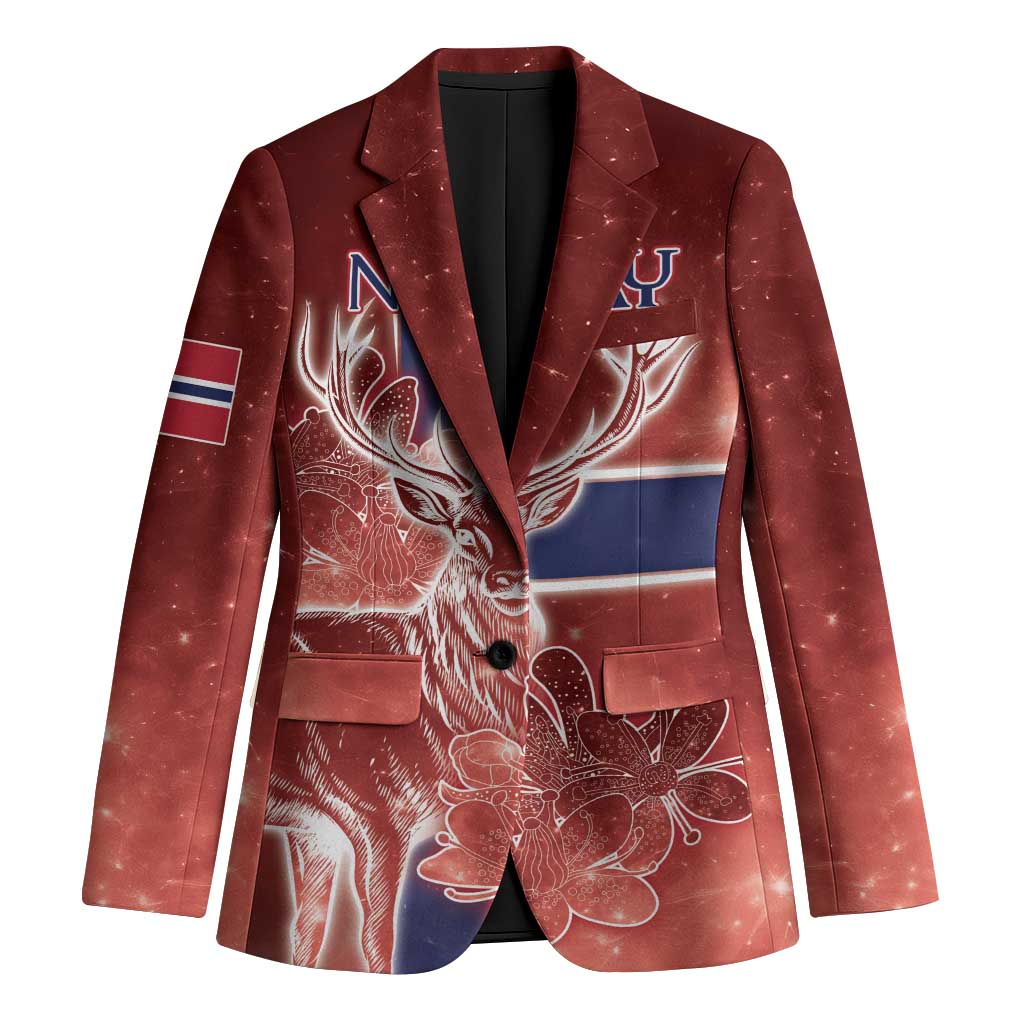 Personalized Norway Blazer The Moose With Saxifrage Flowers Galaxy Style - Wonder Print Shop