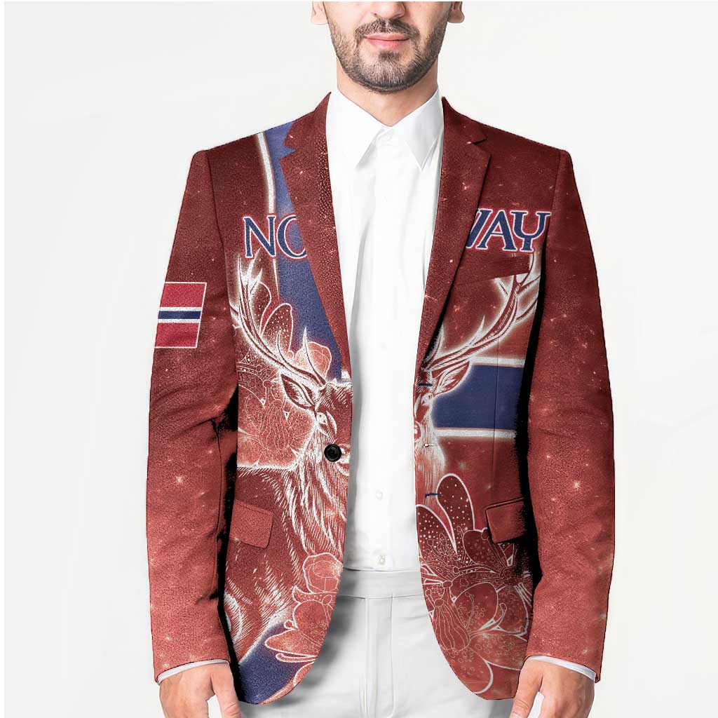 Personalized Norway Blazer The Moose With Saxifrage Flowers Galaxy Style - Wonder Print Shop