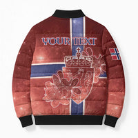 Personalized Norway Bomber Puffer Jacket The Moose With Saxifrage Flowers Galaxy Style - Wonder Print Shop