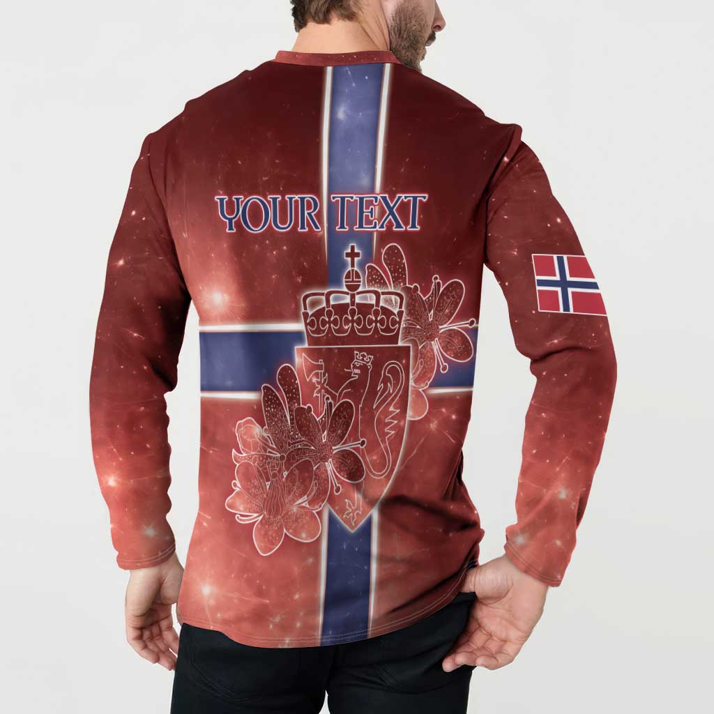 Personalized Norway Button Sweatshirt The Moose With Saxifrage Flowers Galaxy Style - Wonder Print Shop