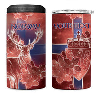 Personalized Norway 4 in 1 Can Cooler Tumbler The Moose With Saxifrage Flowers Galaxy Style - Wonder Print Shop