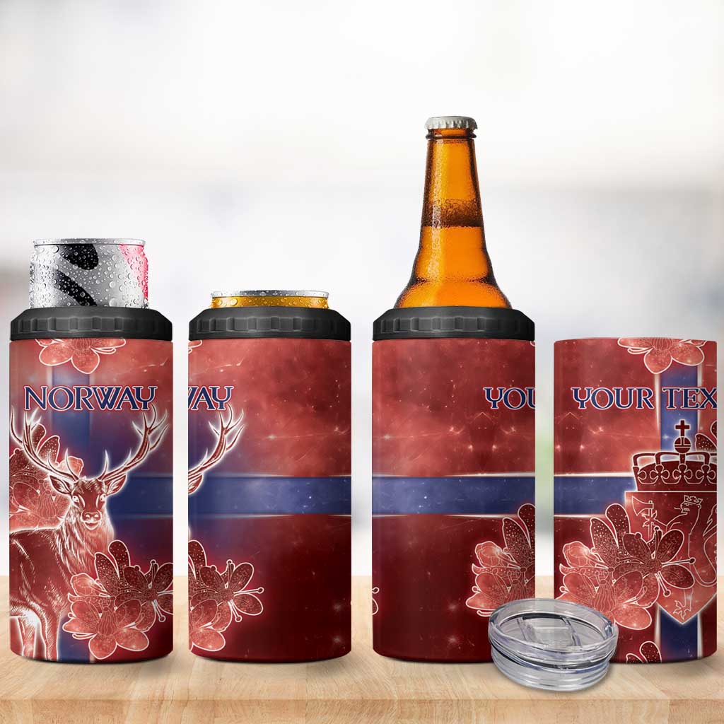 Personalized Norway 4 in 1 Can Cooler Tumbler The Moose With Saxifrage Flowers Galaxy Style - Wonder Print Shop