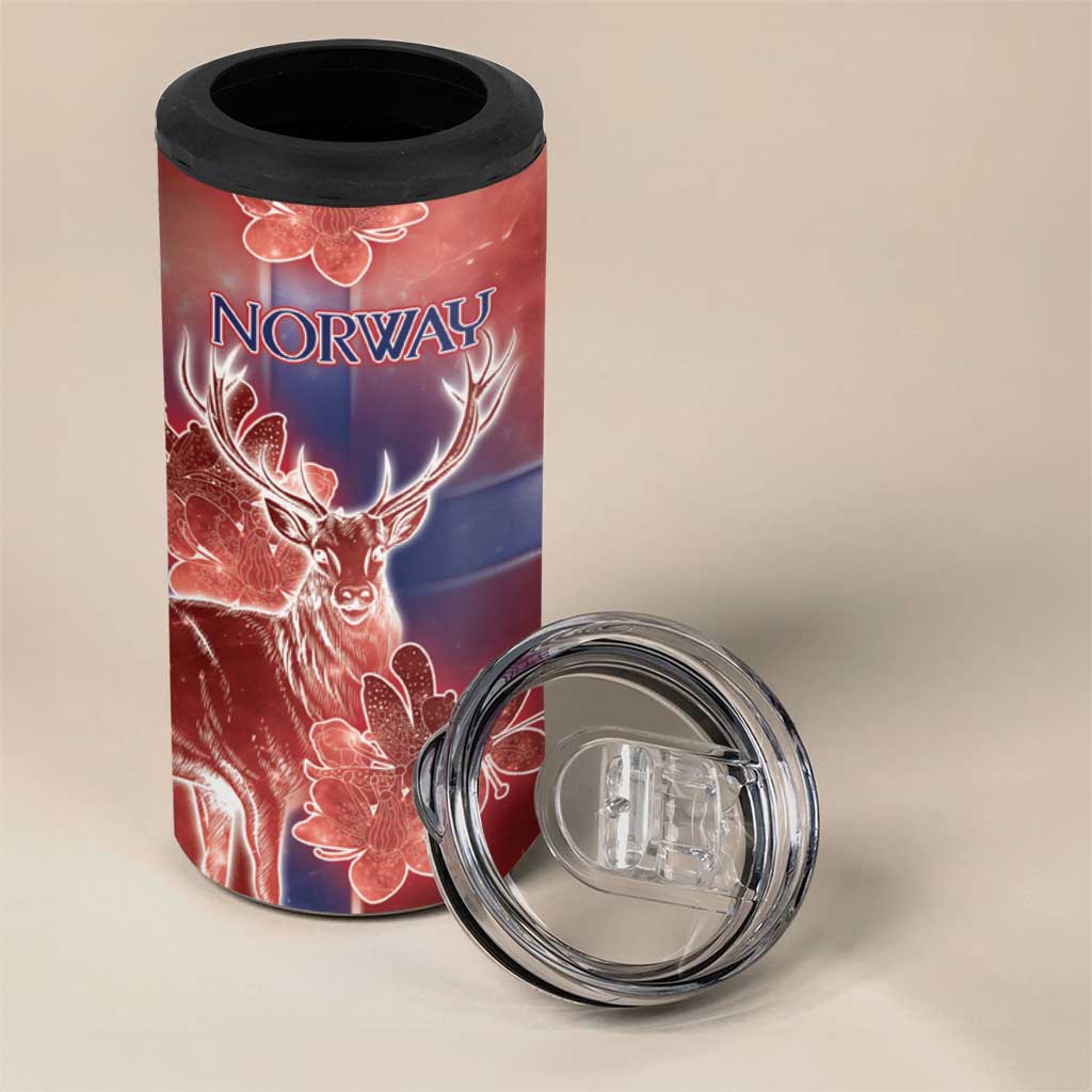 Personalized Norway 4 in 1 Can Cooler Tumbler The Moose With Saxifrage Flowers Galaxy Style - Wonder Print Shop