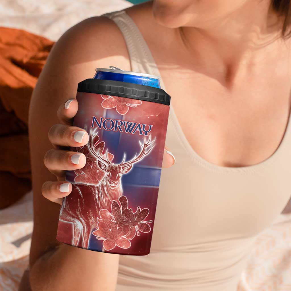 Personalized Norway 4 in 1 Can Cooler Tumbler The Moose With Saxifrage Flowers Galaxy Style - Wonder Print Shop