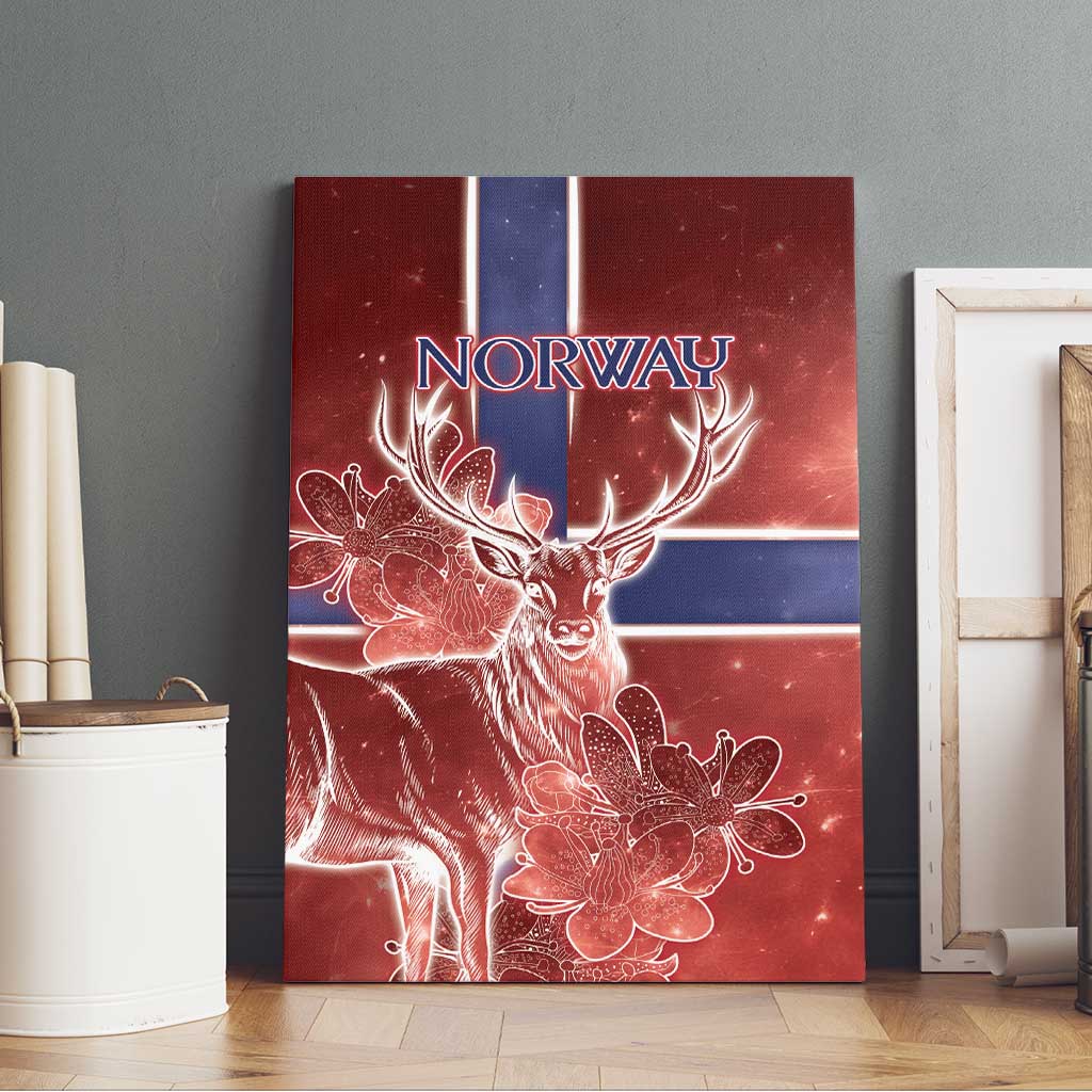 Norway Canvas Wall Art The Moose With Saxifrage Flowers Galaxy Style - Wonder Print Shop