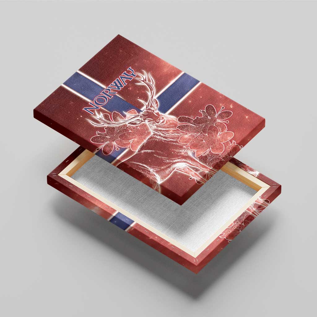 Norway Canvas Wall Art The Moose With Saxifrage Flowers Galaxy Style - Wonder Print Shop