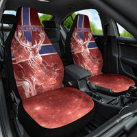 Norway Car Seat Cover The Moose With Saxifrage Flowers Galaxy Style - Wonder Print Shop