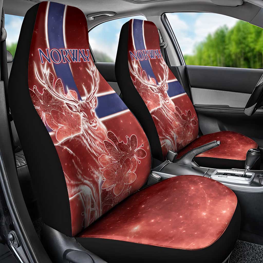 Norway Car Seat Cover The Moose With Saxifrage Flowers Galaxy Style - Wonder Print Shop