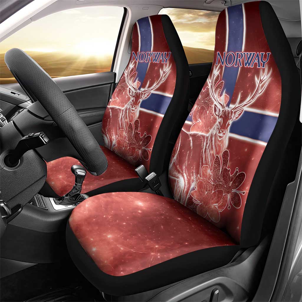 Norway Car Seat Cover The Moose With Saxifrage Flowers Galaxy Style - Wonder Print Shop