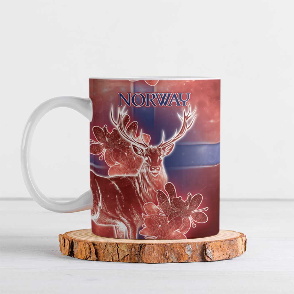 Personalized Norway Ceramic Mug The Moose With Saxifrage Flowers Galaxy Style - Wonder Print Shop
