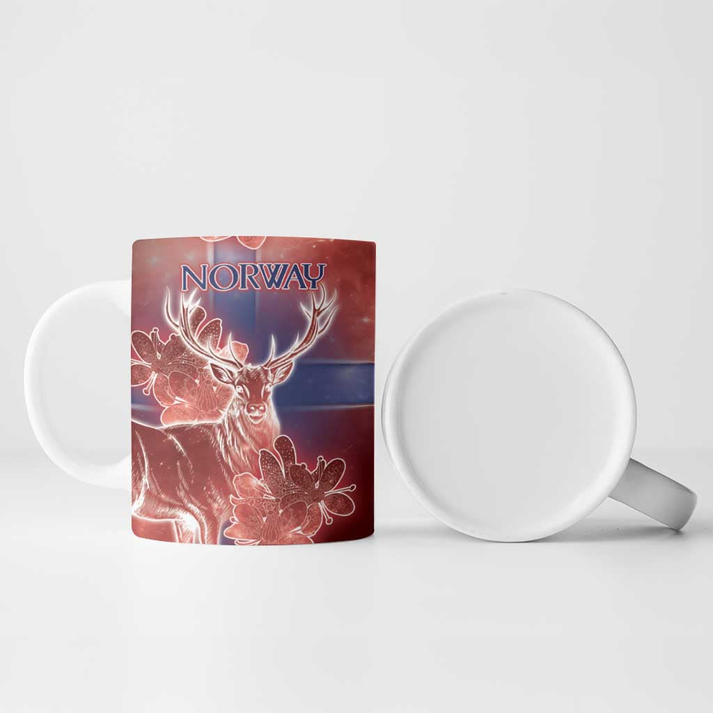 Personalized Norway Ceramic Mug The Moose With Saxifrage Flowers Galaxy Style - Wonder Print Shop