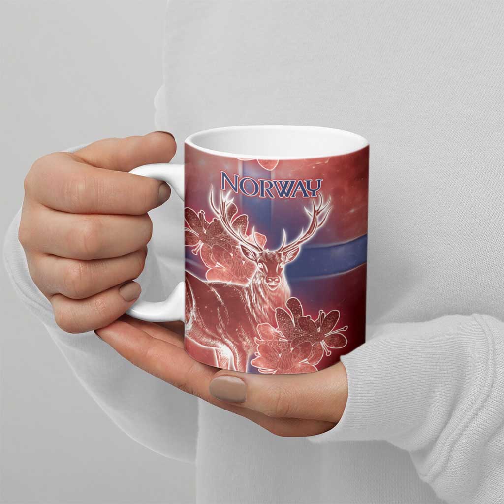 Personalized Norway Ceramic Mug The Moose With Saxifrage Flowers Galaxy Style - Wonder Print Shop