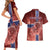 Personalized Norway Couples Matching Short Sleeve Bodycon Dress and Hawaiian Shirt The Moose With Saxifrage Flowers Galaxy Style - Wonder Print Shop