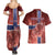 Personalized Norway Couples Matching Summer Maxi Dress and Hawaiian Shirt The Moose With Saxifrage Flowers Galaxy Style - Wonder Print Shop