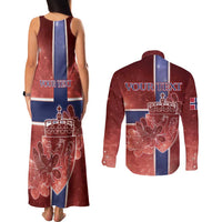 Personalized Norway Couples Matching Tank Maxi Dress and Long Sleeve Button Shirt The Moose With Saxifrage Flowers Galaxy Style - Wonder Print Shop