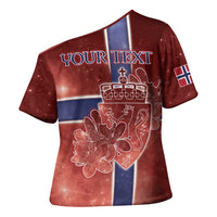 Personalized Norway Cross Shoulder Shirt The Moose With Saxifrage Flowers Galaxy Style - Wonder Print Shop