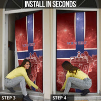 Norway Door Cover The Moose With Saxifrage Flowers Galaxy Style - Wonder Print Shop