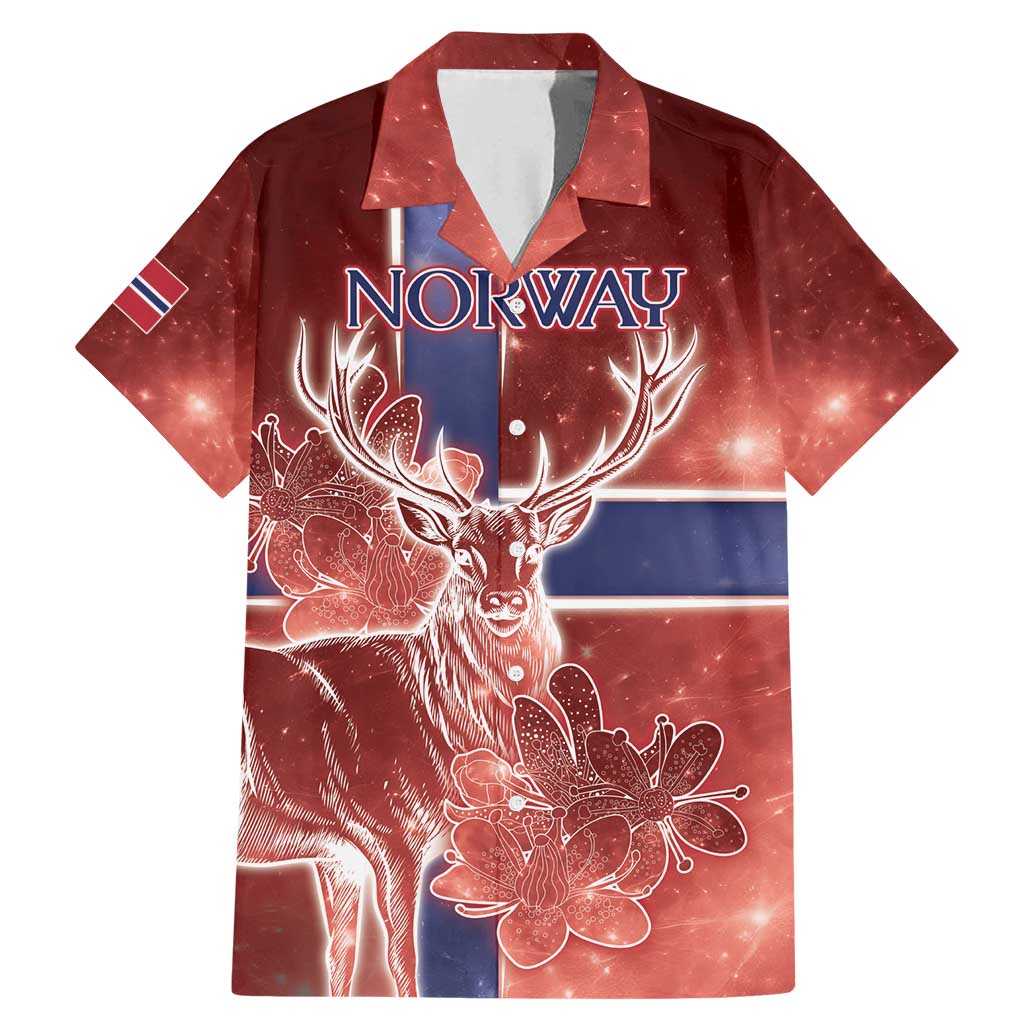 Personalized Norway Family Matching Mermaid Dress and Hawaiian Shirt The Moose With Saxifrage Flowers Galaxy Style - Wonder Print Shop