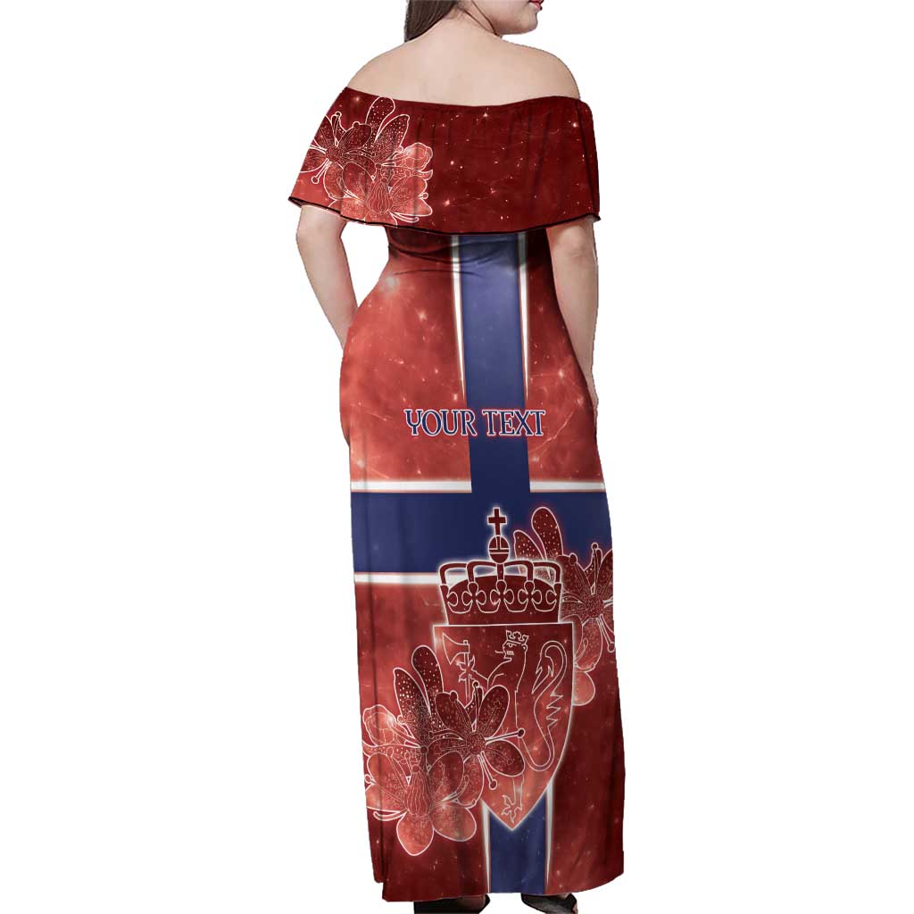 Personalized Norway Family Matching Off Shoulder Maxi Dress and Hawaiian Shirt The Moose With Saxifrage Flowers Galaxy Style - Wonder Print Shop