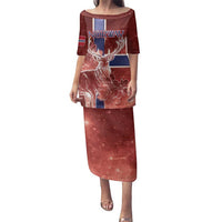 Personalized Norway Family Matching Puletasi and Hawaiian Shirt The Moose With Saxifrage Flowers Galaxy Style - Wonder Print Shop