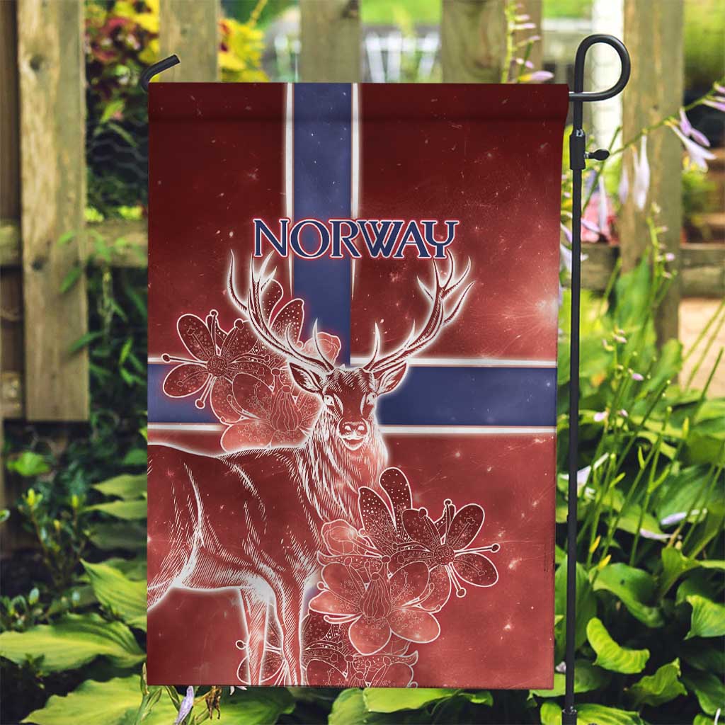 Norway Garden Flag The Moose With Saxifrage Flowers Galaxy Style - Wonder Print Shop