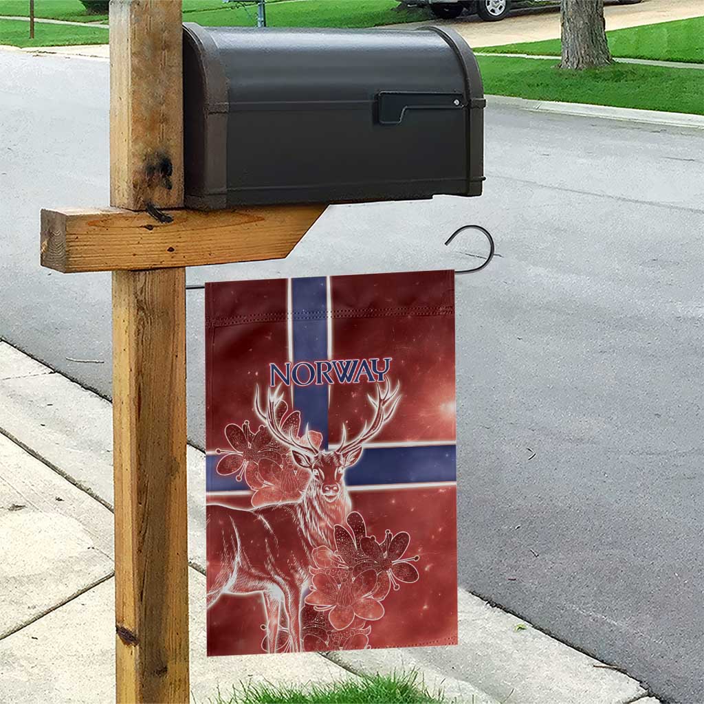 Norway Garden Flag The Moose With Saxifrage Flowers Galaxy Style - Wonder Print Shop