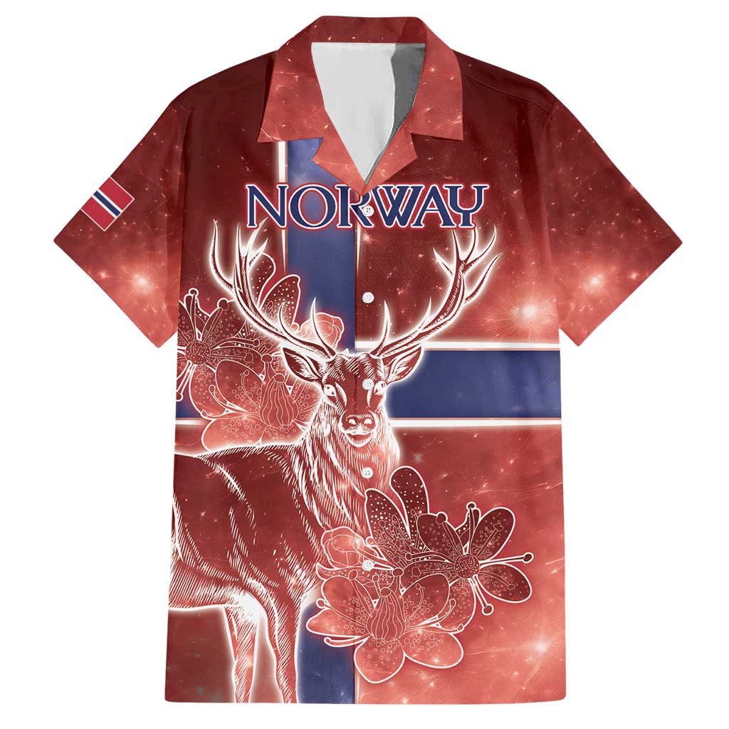 Personalized Norway Hawaiian Shirt The Moose With Saxifrage Flowers Galaxy Style - Wonder Print Shop