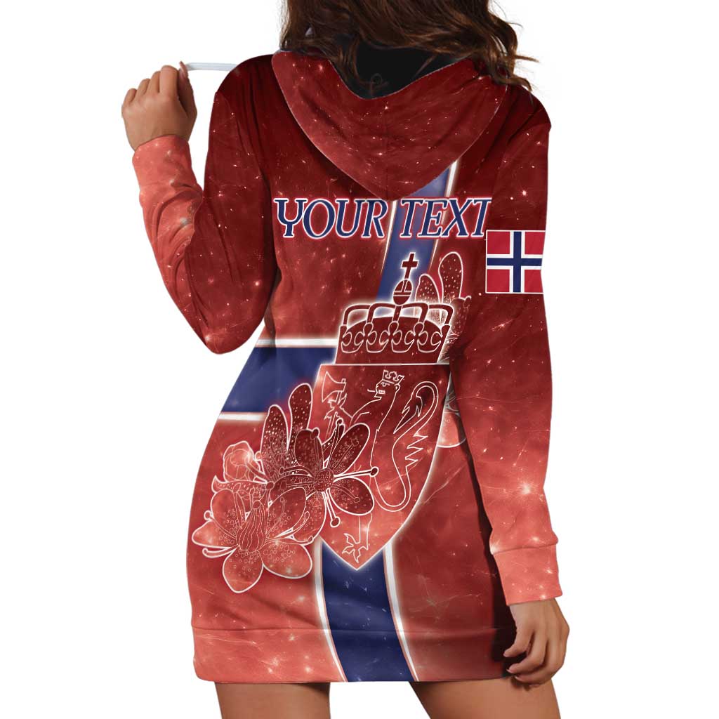 Personalized Norway Hoodie Dress The Moose With Saxifrage Flowers Galaxy Style - Wonder Print Shop