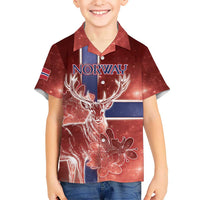 Personalized Norway Kid Hawaiian Shirt The Moose With Saxifrage Flowers Galaxy Style - Wonder Print Shop