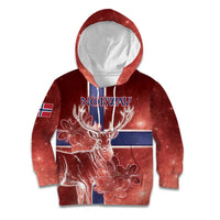 Personalized Norway Kid Hoodie The Moose With Saxifrage Flowers Galaxy Style - Wonder Print Shop