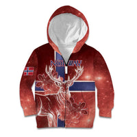Personalized Norway Kid Hoodie The Moose With Saxifrage Flowers Galaxy Style - Wonder Print Shop