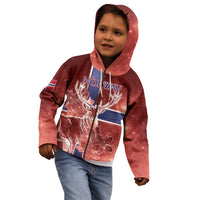 Personalized Norway Kid Hoodie The Moose With Saxifrage Flowers Galaxy Style - Wonder Print Shop