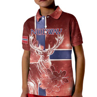 Personalized Norway Kid Polo Shirt The Moose With Saxifrage Flowers Galaxy Style - Wonder Print Shop