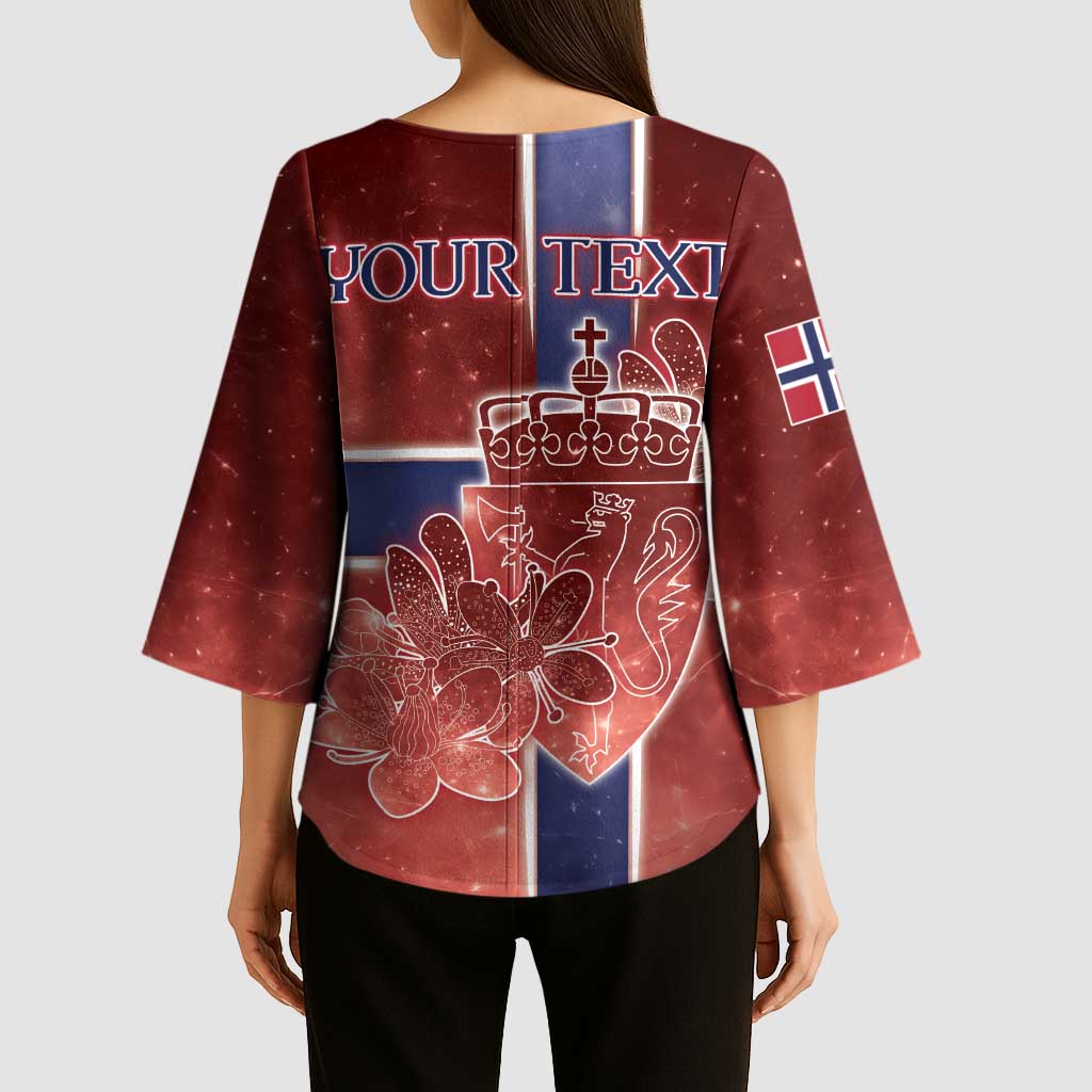 Personalized Norway Kimono Sleeve Blouse The Moose With Saxifrage Flowers Galaxy Style - Wonder Print Shop