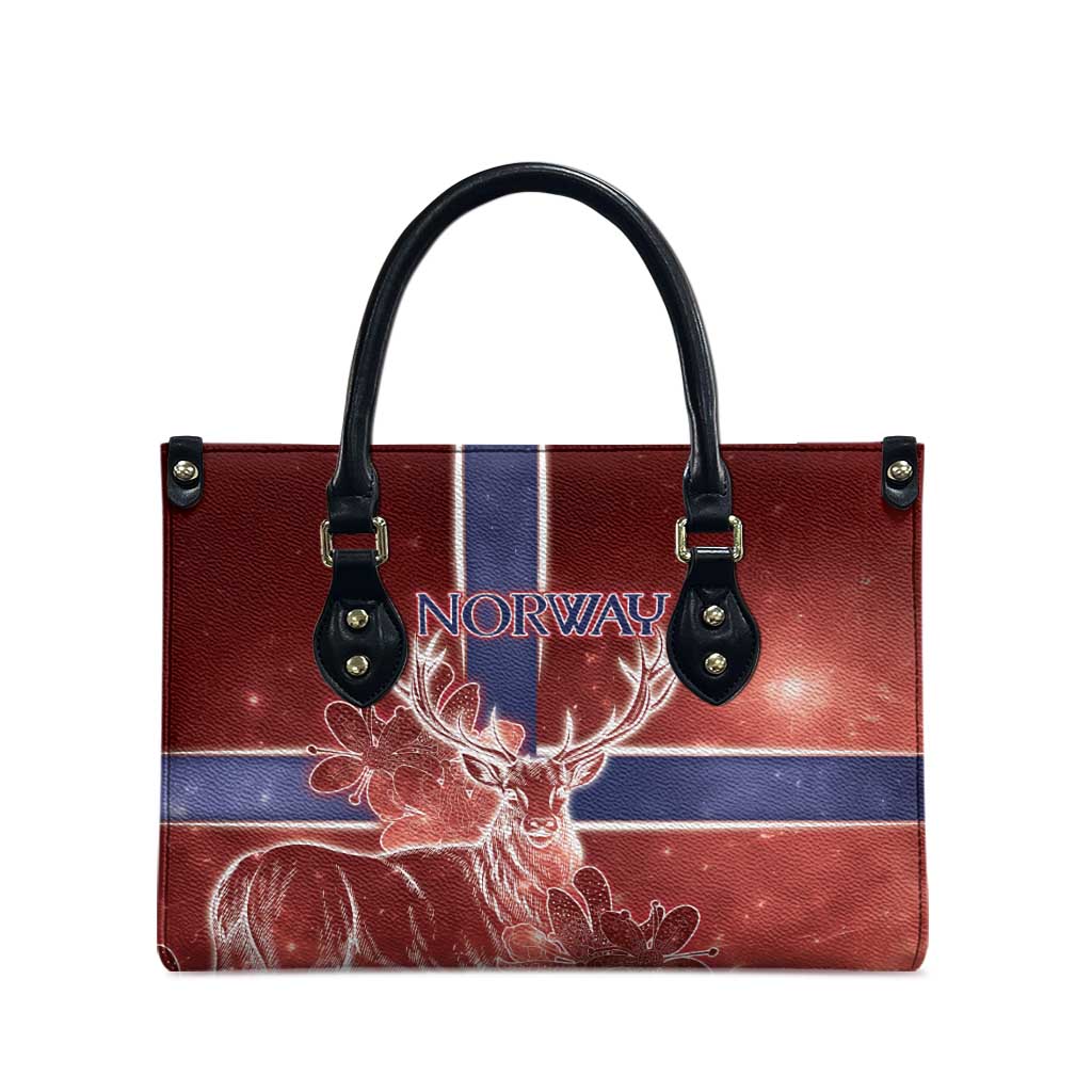 Norway Leather Bag The Moose With Saxifrage Flowers Galaxy Style - Wonder Print Shop