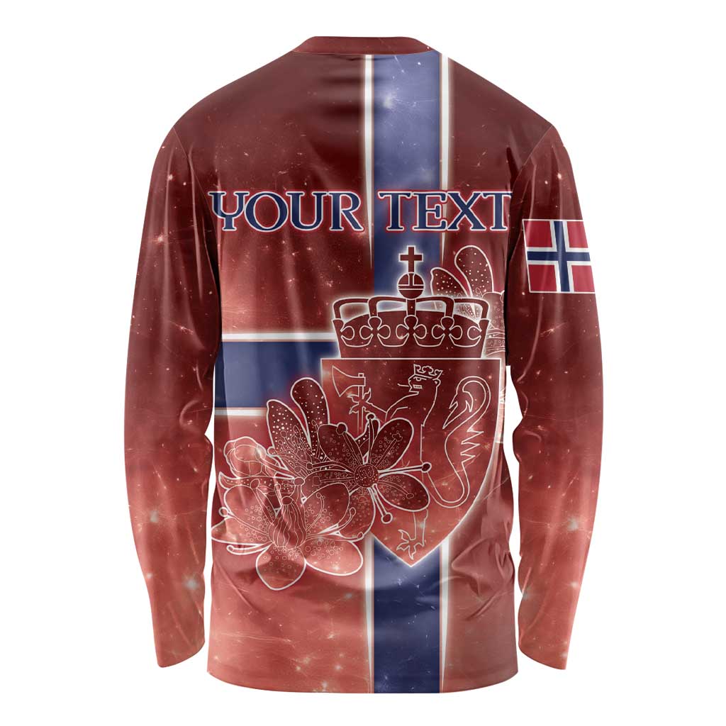 Personalized Norway Long Sleeve Shirt The Moose With Saxifrage Flowers Galaxy Style - Wonder Print Shop