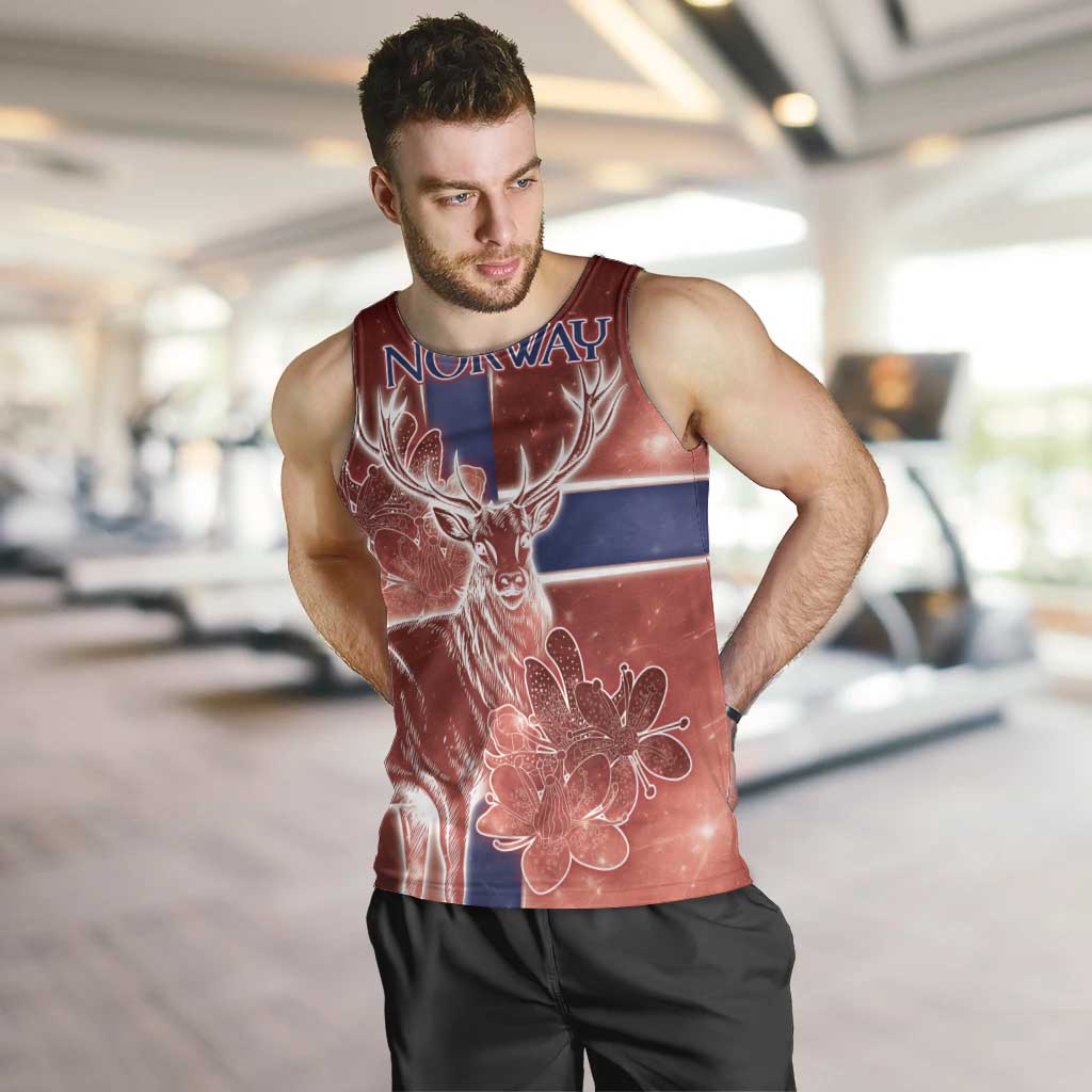Personalized Norway Men Tank Top The Moose With Saxifrage Flowers Galaxy Style - Wonder Print Shop